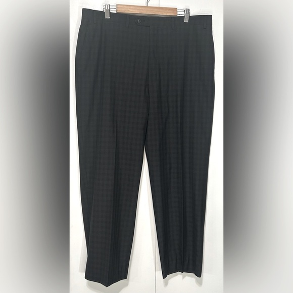 Sean John Fine Custom Tailored Black Checked Uncuffed Trousers Men’s 40Wx29L - Picture 1 of 13
